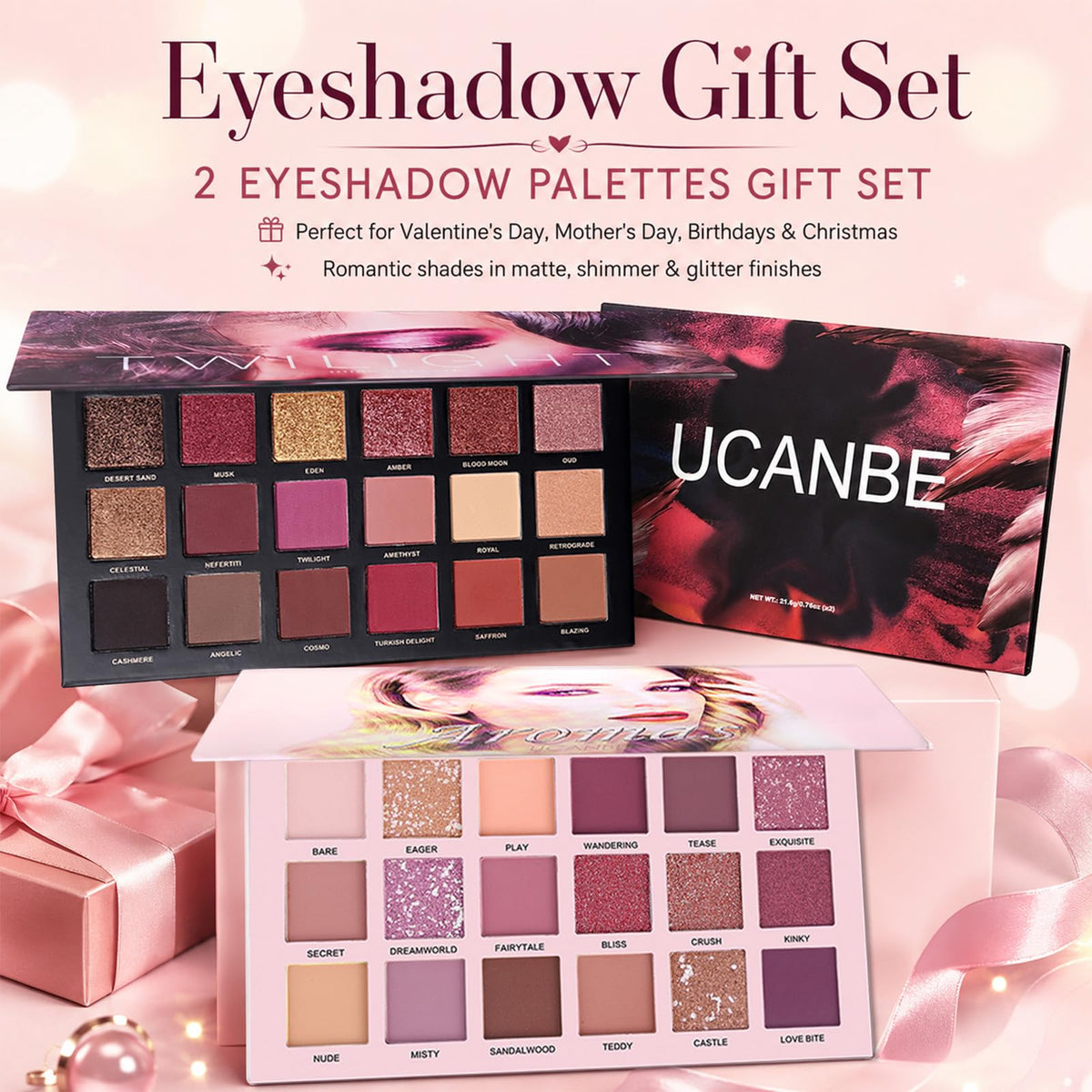 Nude Eyeshadow Palette Makeup Set, Matte Shimmer Glitter Pressed Pearl W40764