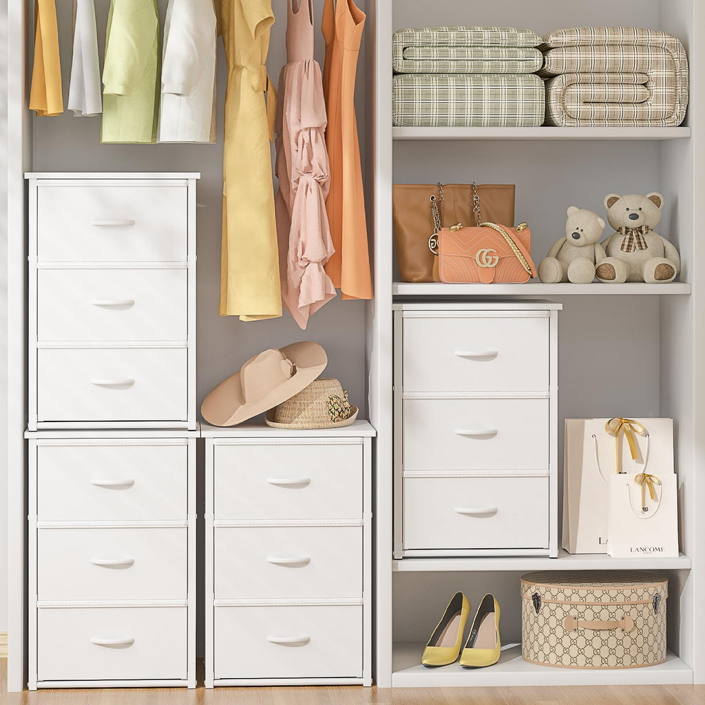 White 3 Drawer Stackable Storage Drawers W806611