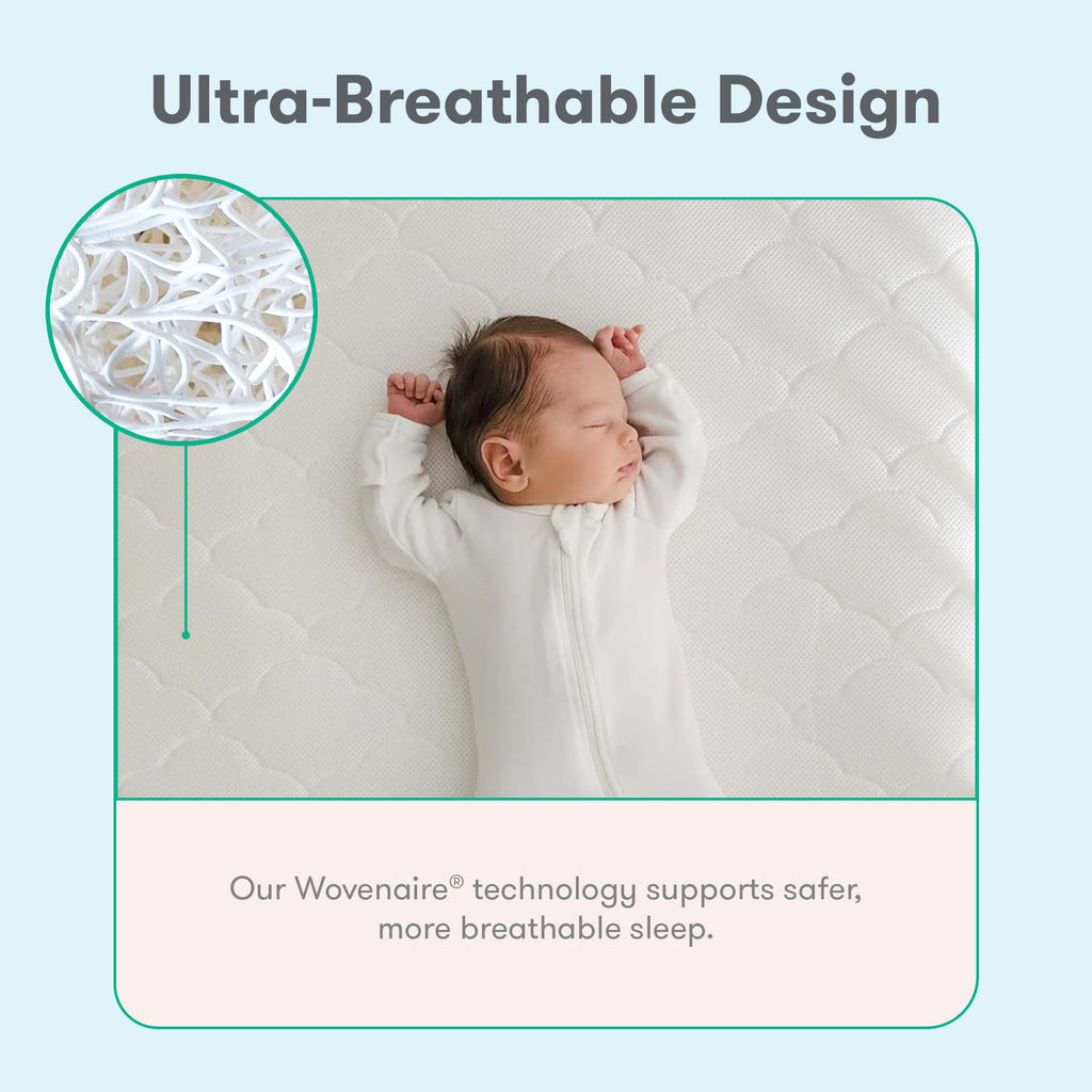 Grey Breathable Washable Crib Mattress & Toddler Bed V3329