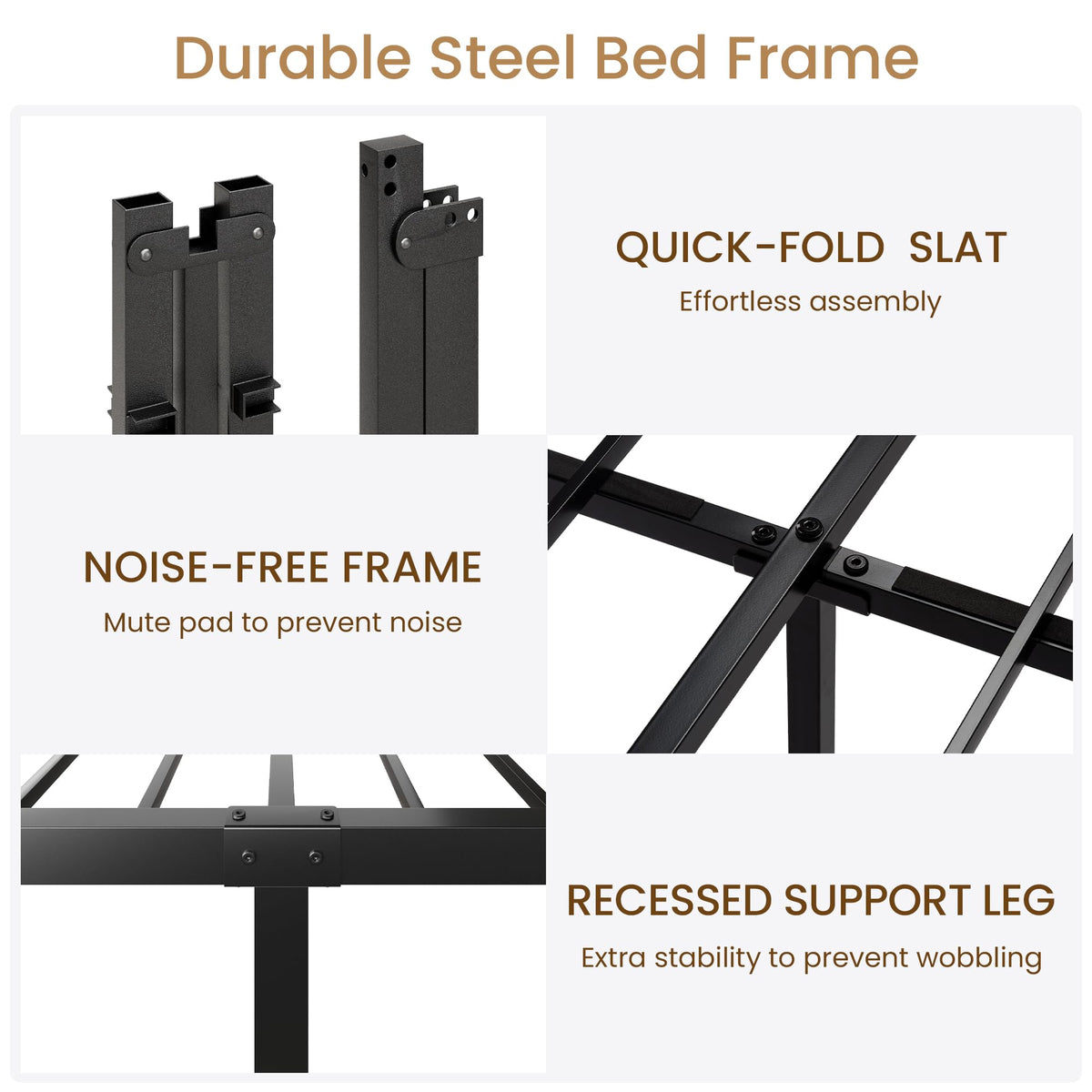 Queen Metal Bed Frame with Victorian Headboard and Footboard Black O9332