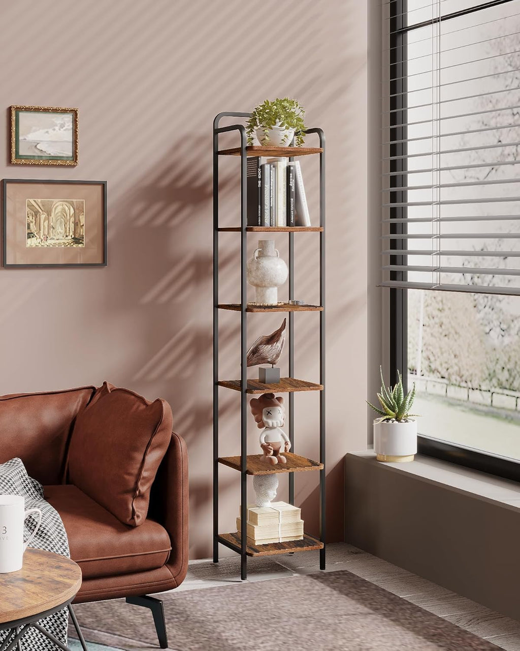 Narrow Industrial Bookcase N530