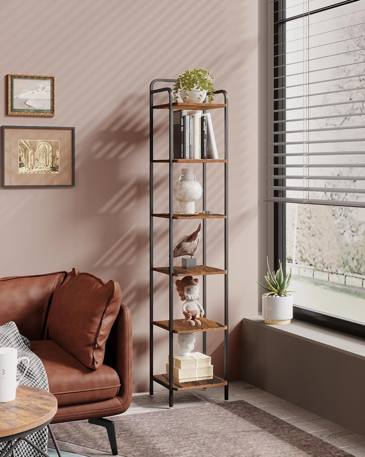 Narrow Industrial Bookcase N530