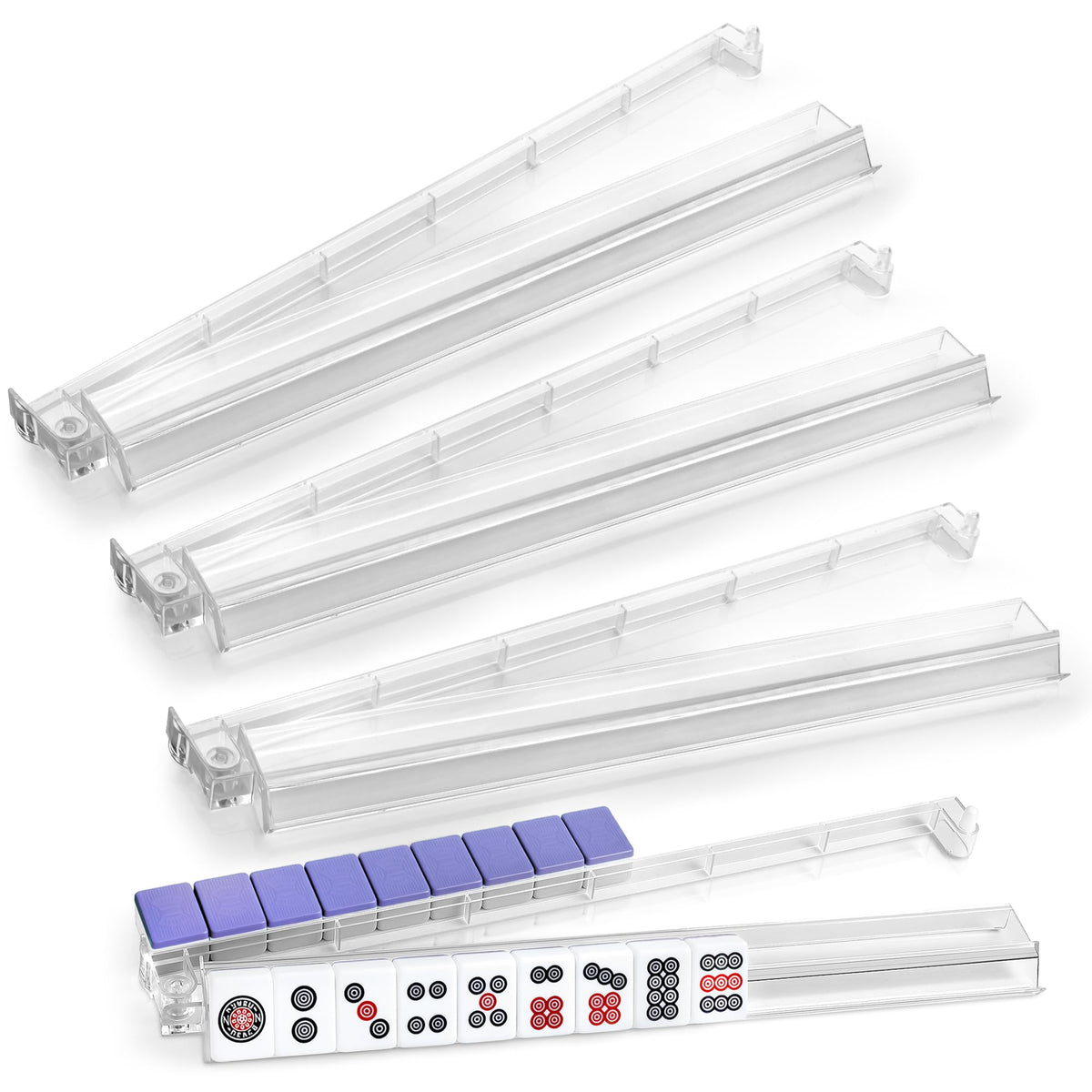 4-Piece Acrylic Mahjong Rack Set with Pushers N70665