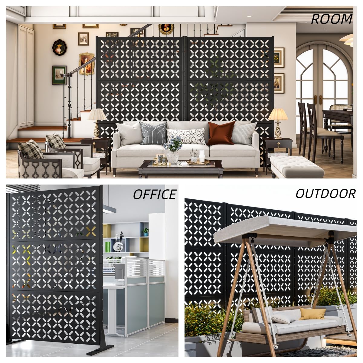 72" Decorative Metal Outdoor Privacy Fence Screen U820