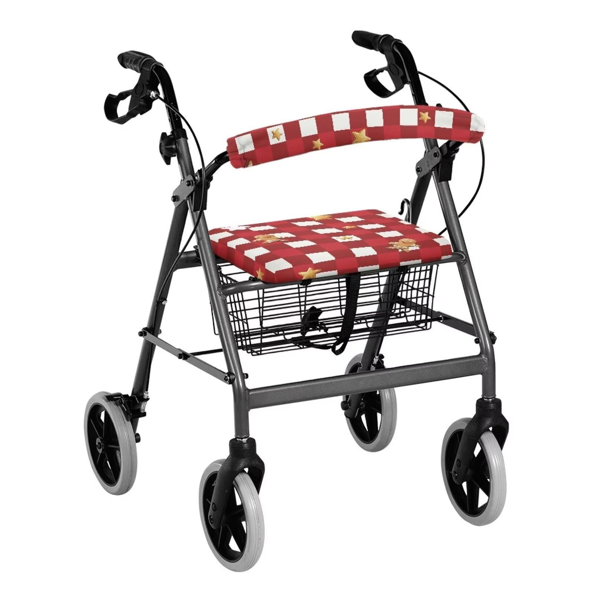 Red Lattice Rollator Walker Accessories Seat and Backrest Rollbar Covers Washable D876243