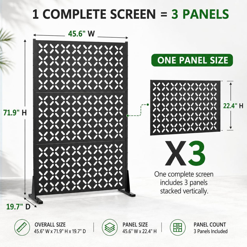 72" Decorative Metal Outdoor Privacy Fence Screen U820