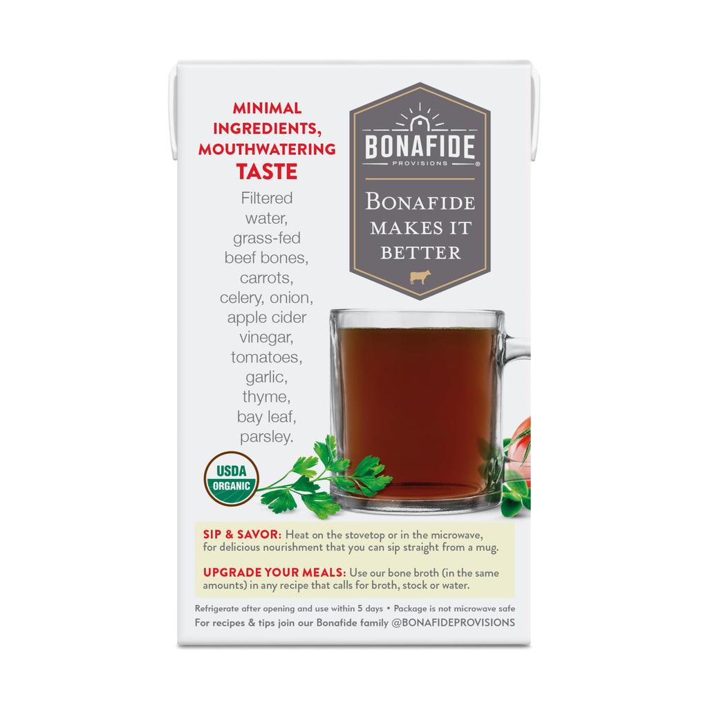 Organic Beef Bone Broth No Salt Added 16.9oz 6 Pack G383