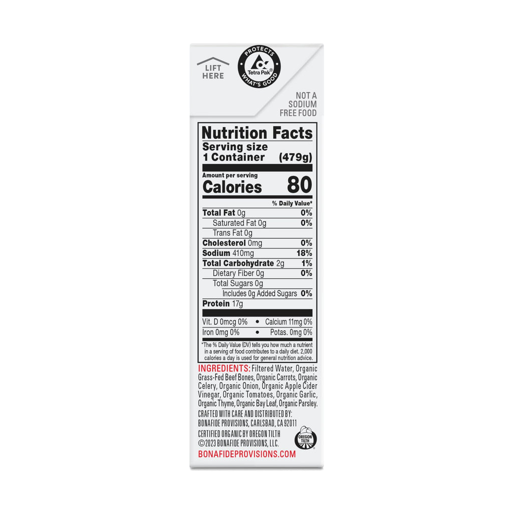 Organic Beef Bone Broth No Salt Added 16.9oz 6 Pack G383