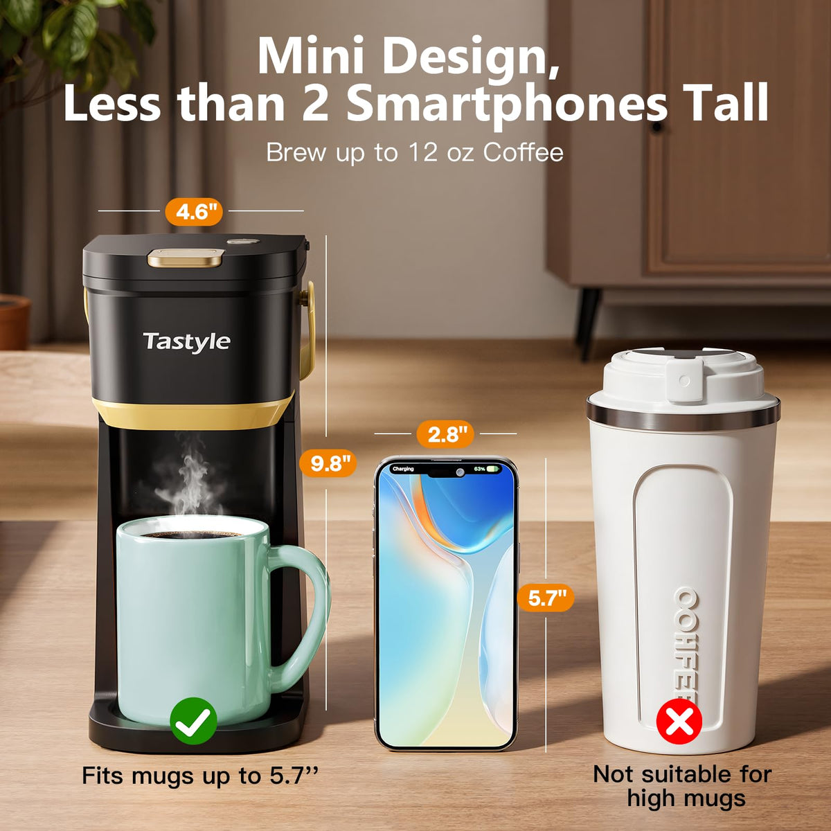 Mini Single Serve Coffee Maker with 30 Descaler Tablets K695471