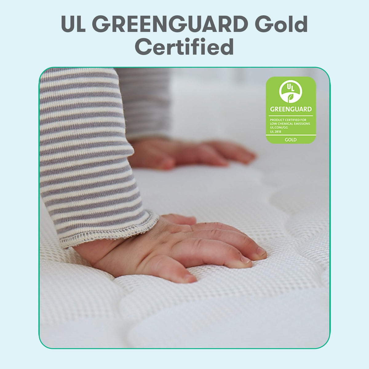 Grey Breathable Washable Crib Mattress & Toddler Bed V3329