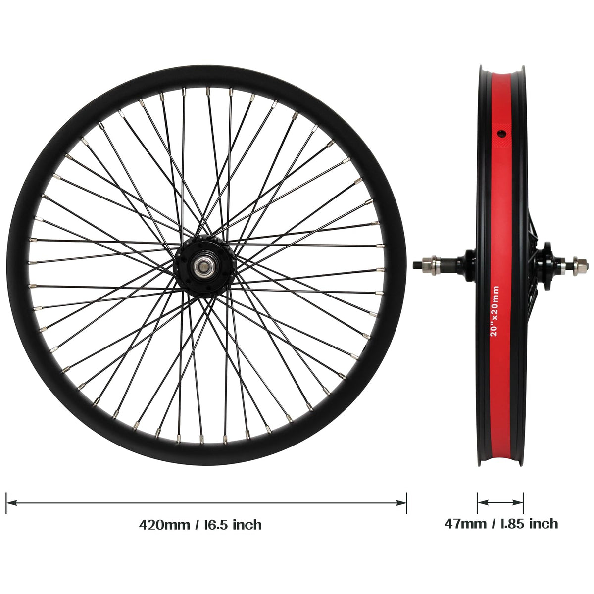 20"/26" Heavy Duty Bike Wheelset, Front and Rear, 12 Gauge 48 Spokes, Double Wall Aluminum Alloy Disc Brake MTB U368450