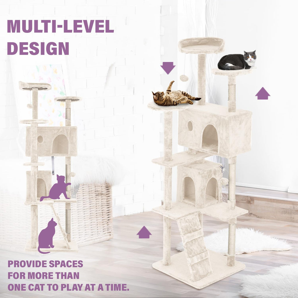 70 Inches Multi-Level Cat Tree with Scratching Posts K321735