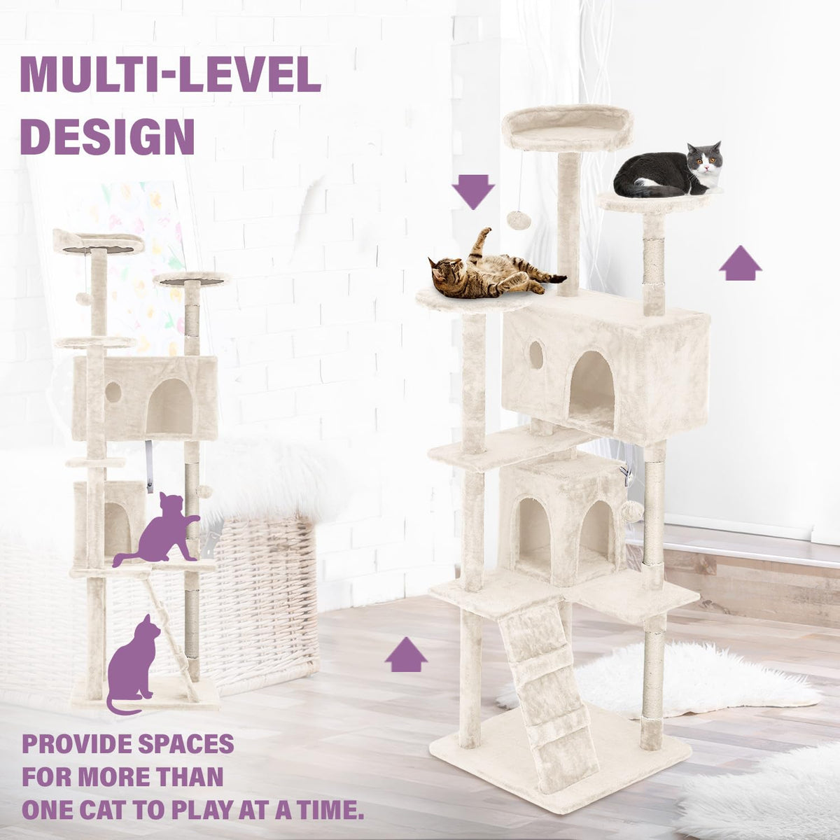 70 Inches Multi-Level Cat Tree with Scratching Posts K321735