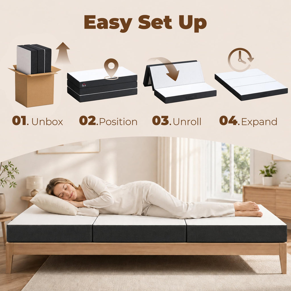 6 Inch Memory Foam Queen Trifold Mattress O84519