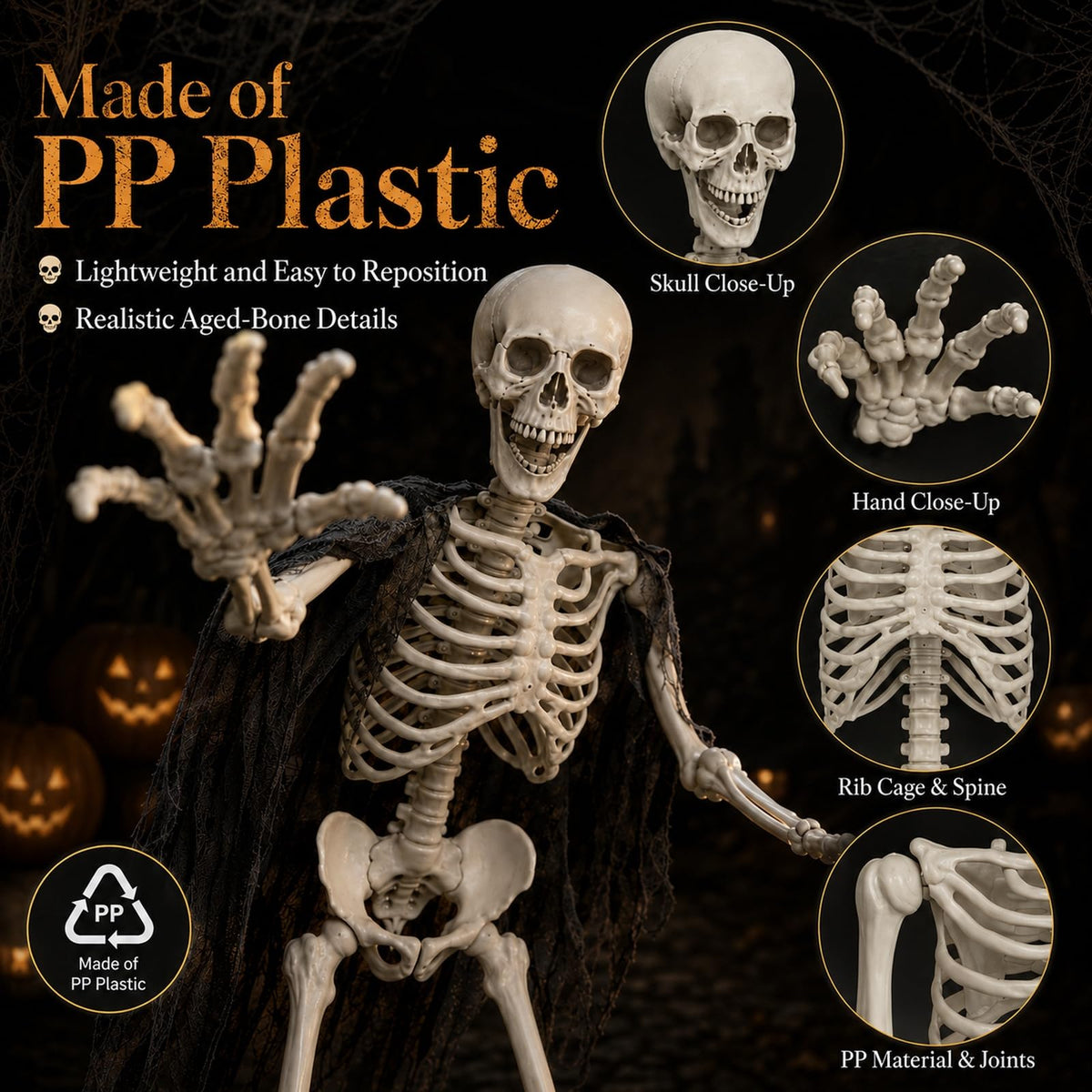5.4 ft Full Body Plastic Skeleton Prop P62506