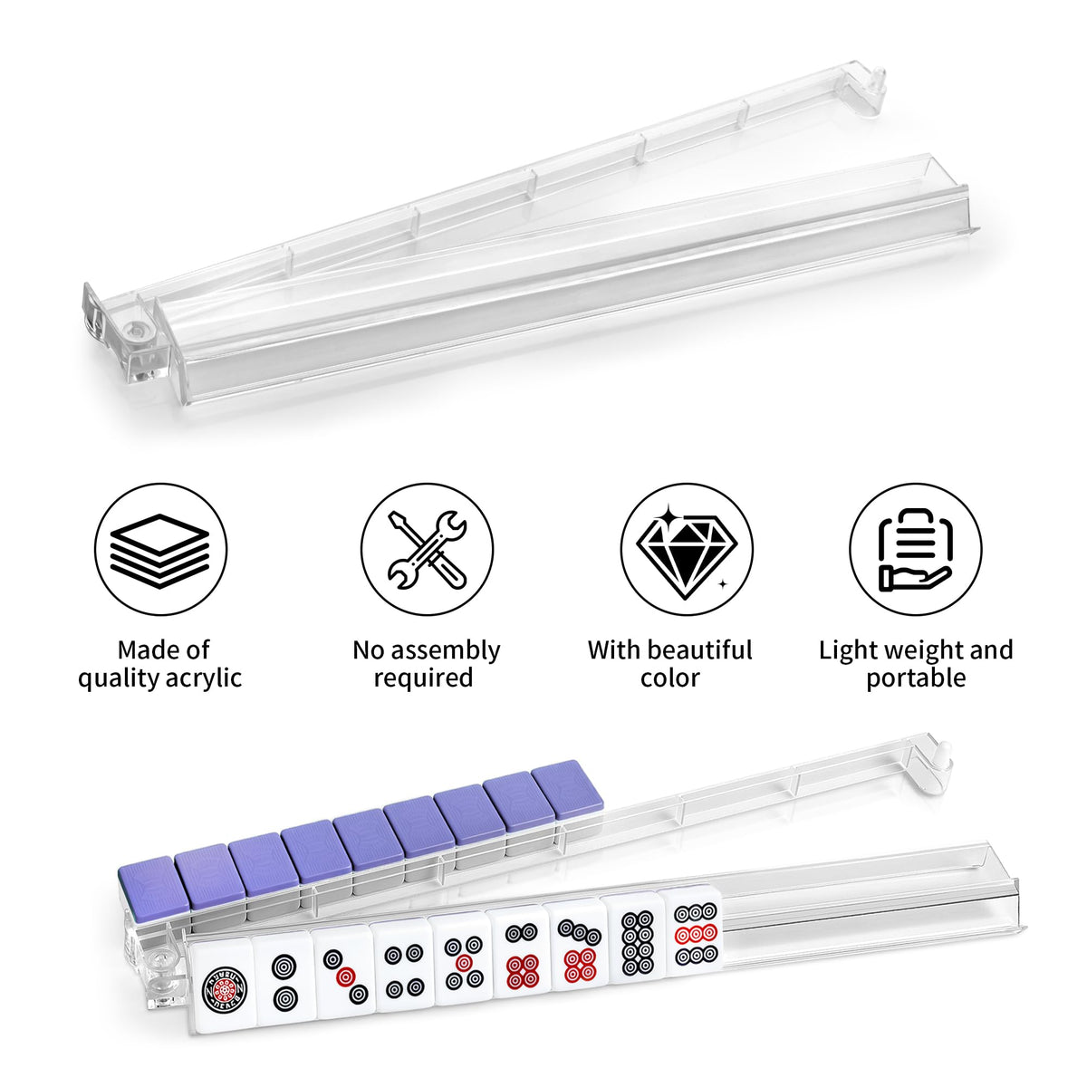 4-Piece Acrylic Mahjong Rack Set with Pushers N70665