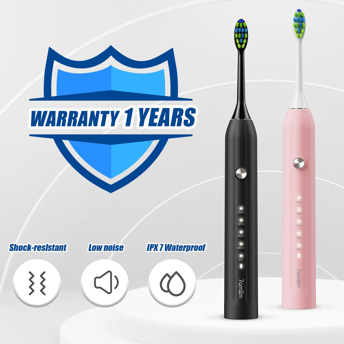 Sonic Electric Toothbrush with 12 Brush Heads 2 Pack D7209