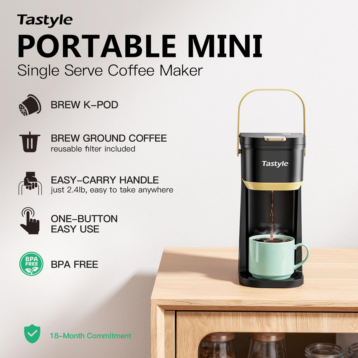 Mini Single Serve Coffee Maker with 30 Descaler Tablets K695471