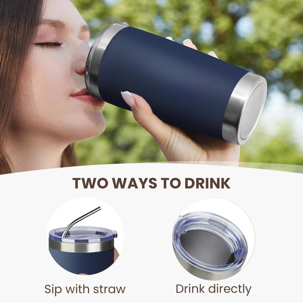 20oz Stainless Steel Insulated Tumbler with Lid and Straw W35838