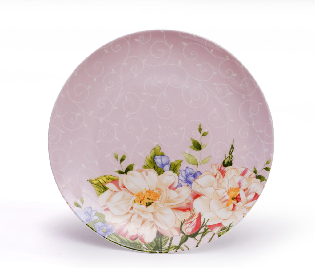 Pink Floral Ceramic Plates and Mugs Set Of 12 K1011