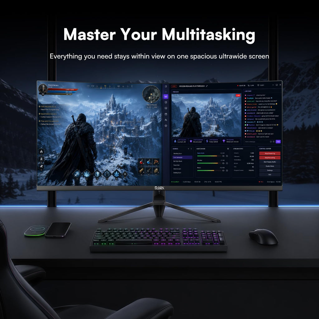 34 Inch Ultrawide Curved Gaming Monitor WQHD 165Hz 1500R X477