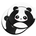 Black White Absorbent Round Car Coasters 2pcs Set Y422
