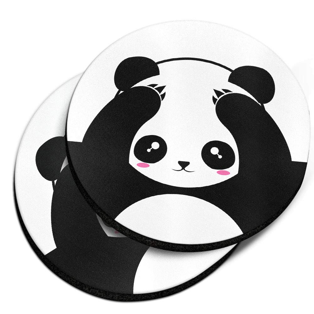 Black White Absorbent Round Car Coasters 2pcs Set Y422