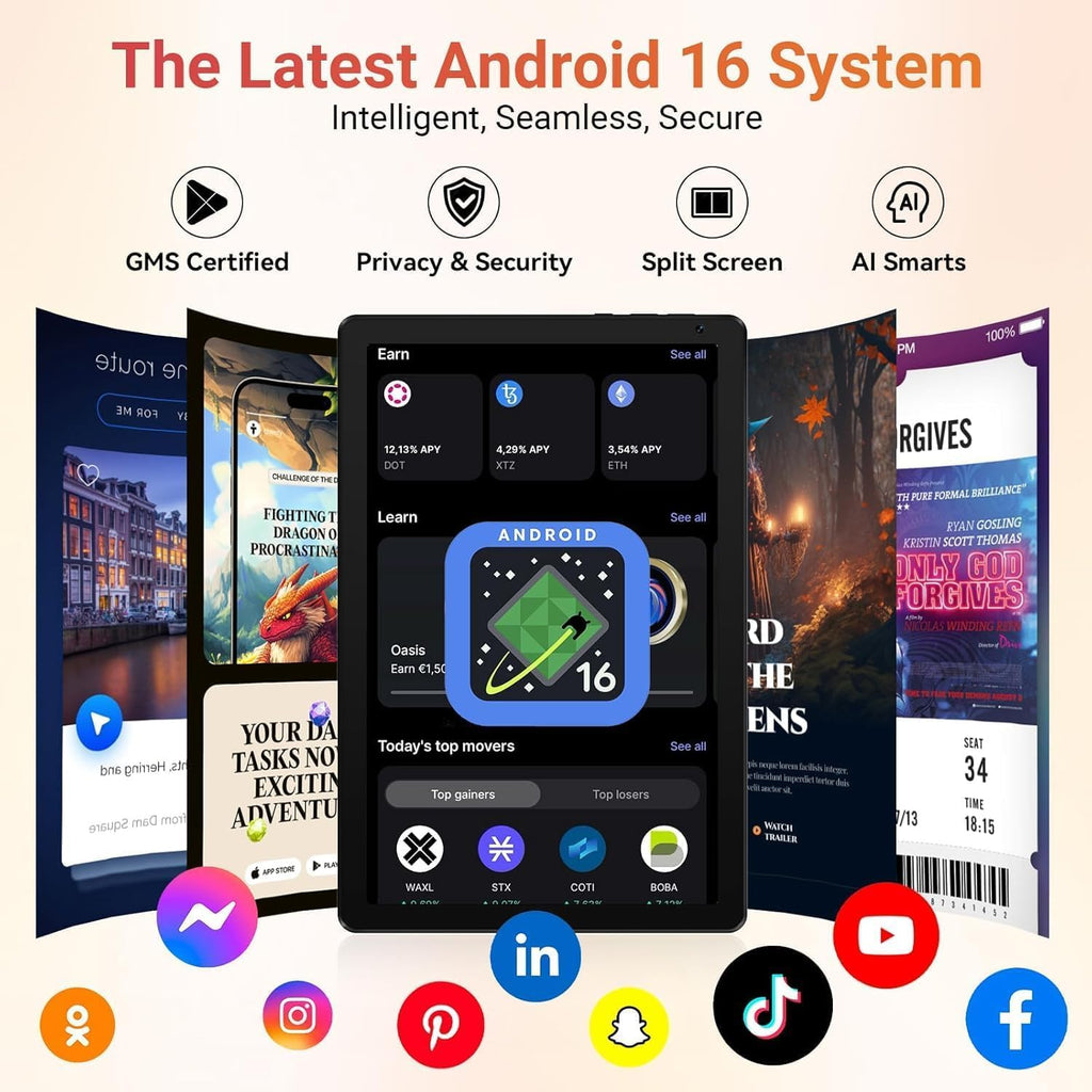 10.1" Android 16 Tablet Octa-core 36GB+128GB Dual Camera H542