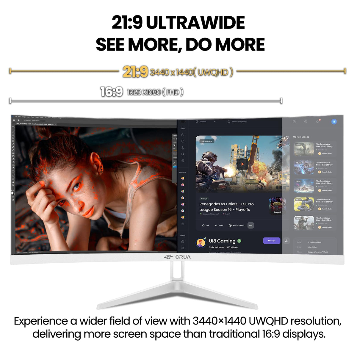 34 Inch 21:9 UWQHD 100Hz IPS Ultrawide Curved Monitor Z567