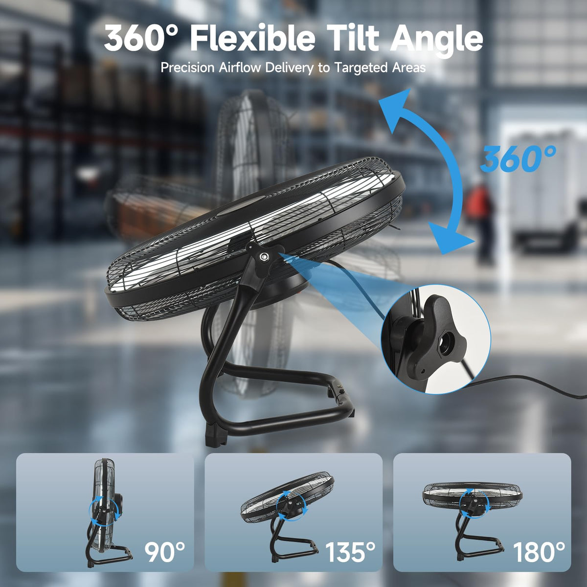 20" High Velocity Metal Floor Fan with Light B140126