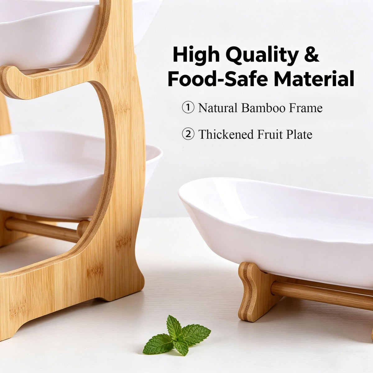 3 Tier Oval Fruit Basket with Bamboo Stand Y9269