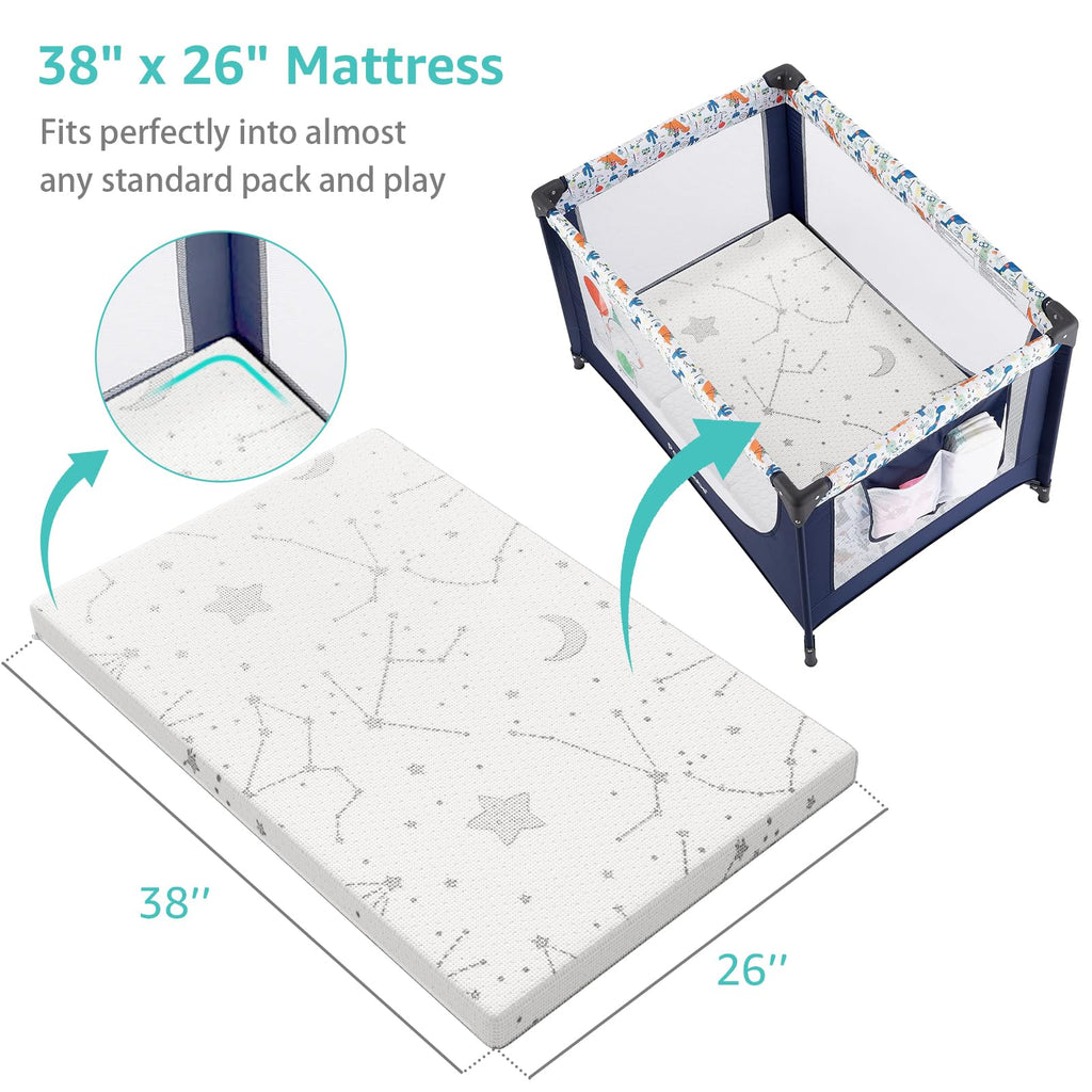 38x26 Waterproof Pack and Play Mattress Pad 2 Pack I528