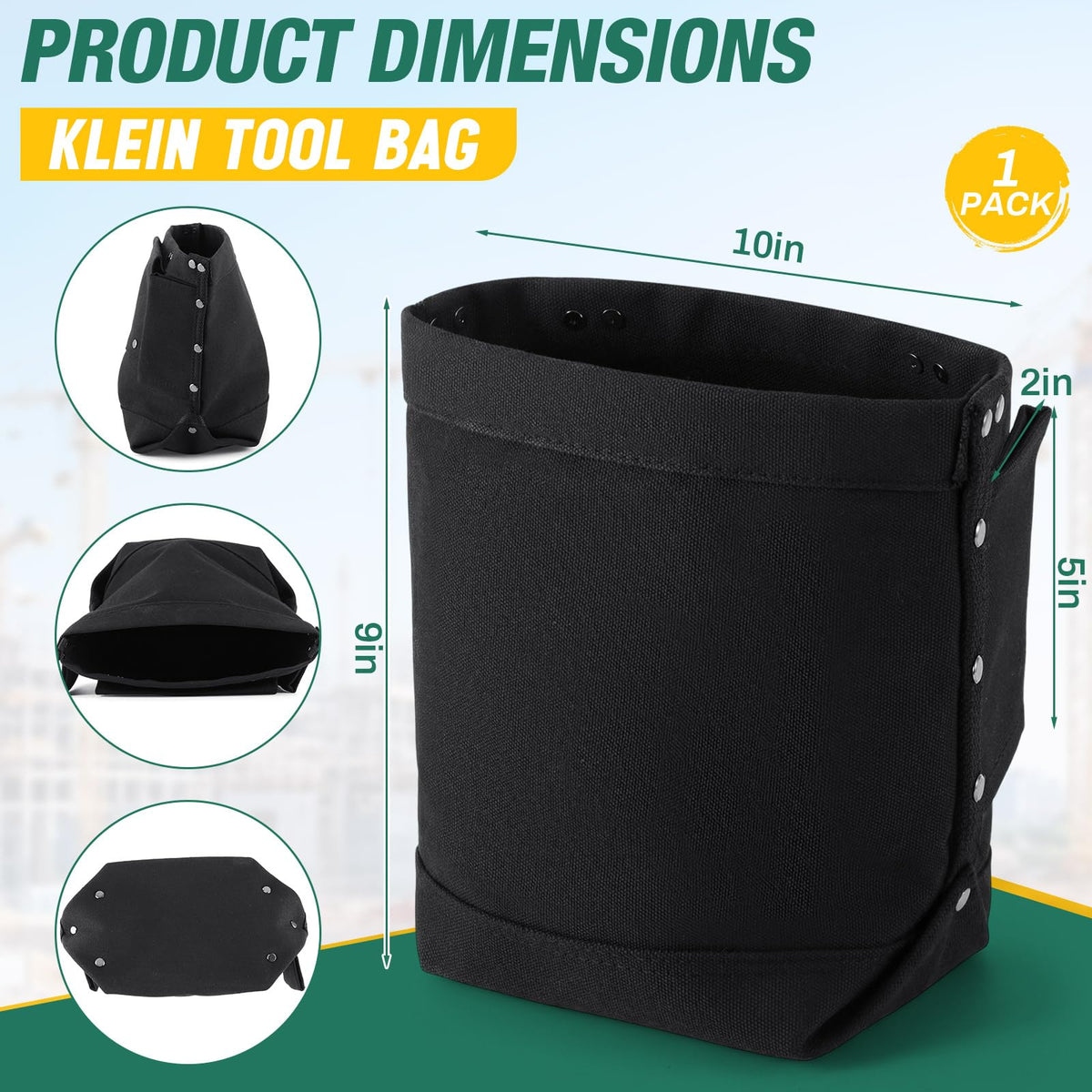 Tool Bag with Bull Pin Loops & Tunnel Connection, 5" x 10" x 9" X408419