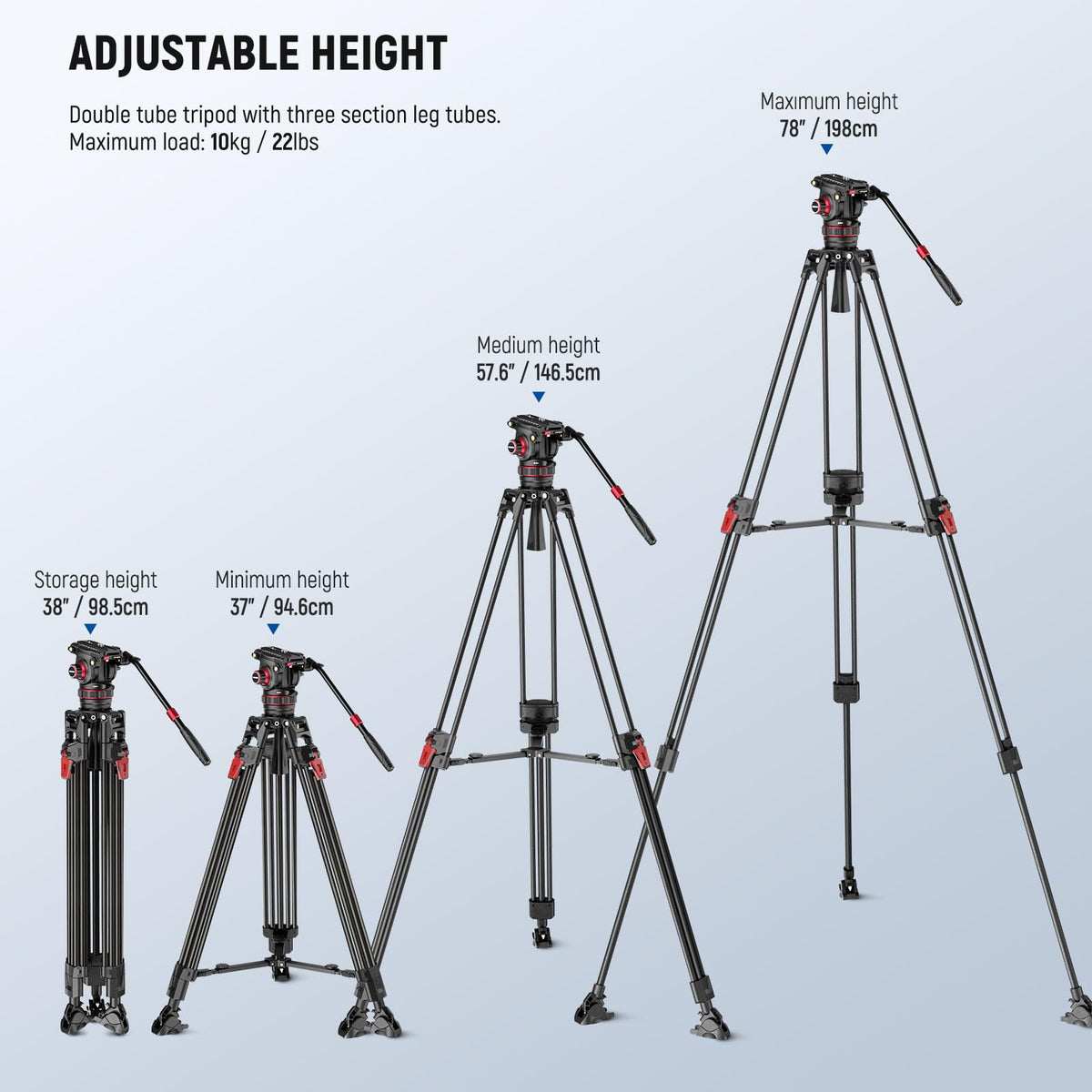 Carbon Fiber Video Camera Tripod with Fluid Head K129041