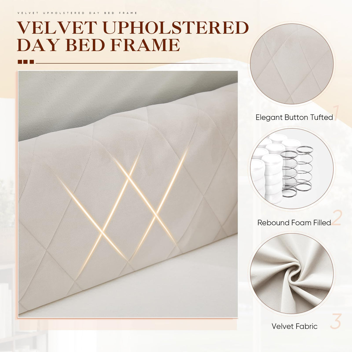 Twin Size Velvet Upholstered Daybed with Trundle S97916