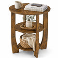 Rustic Brown 19.7 inch Round Side Table K73799
