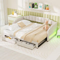 Linen Upholstered Daybed with Trundle and 2 Storage Drawers B978755
