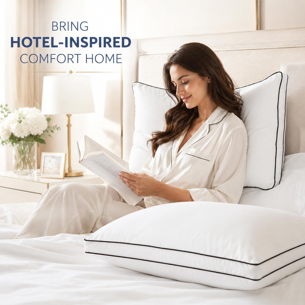Queen Size Set of 2 Gusseted Bed Pillow O9791