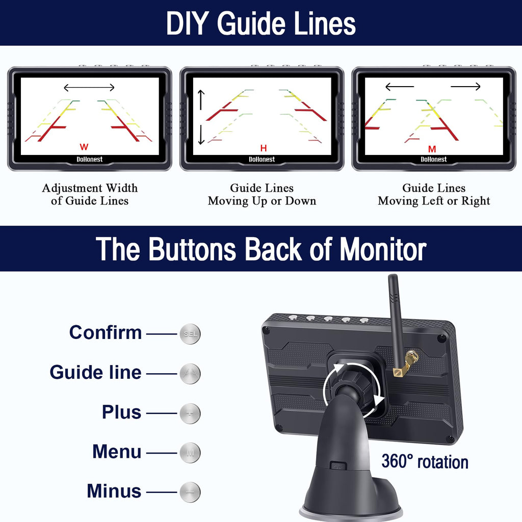 Wireless Solar Magnetic Backup Camera HD 1080P 5'' Monitor Kit M524087