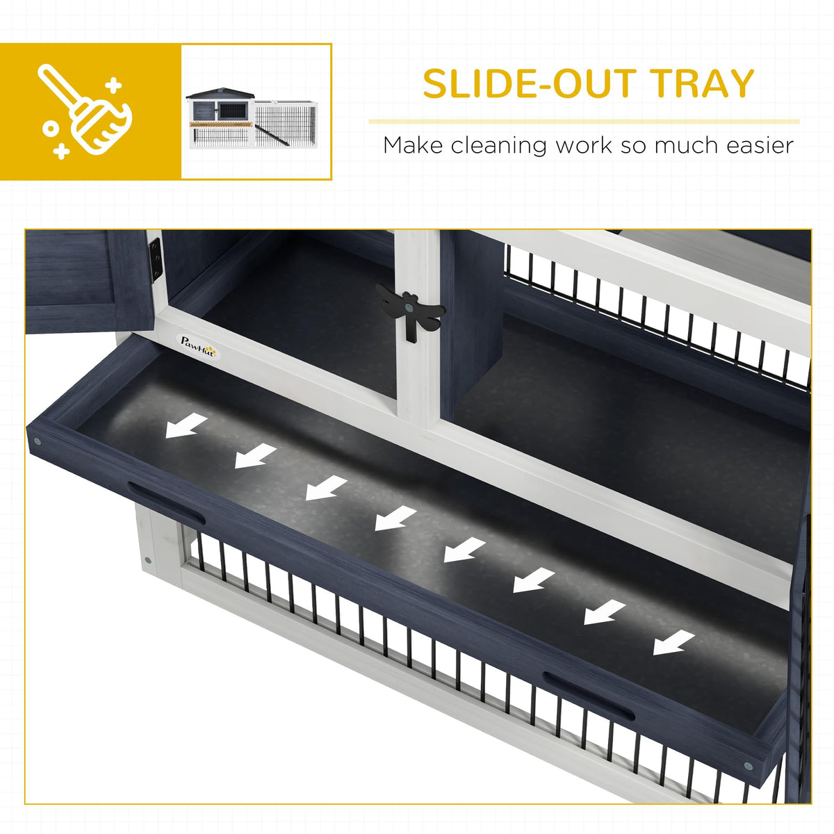 2 Levels Outdoor Rabbit Hutch Dark Gray C944