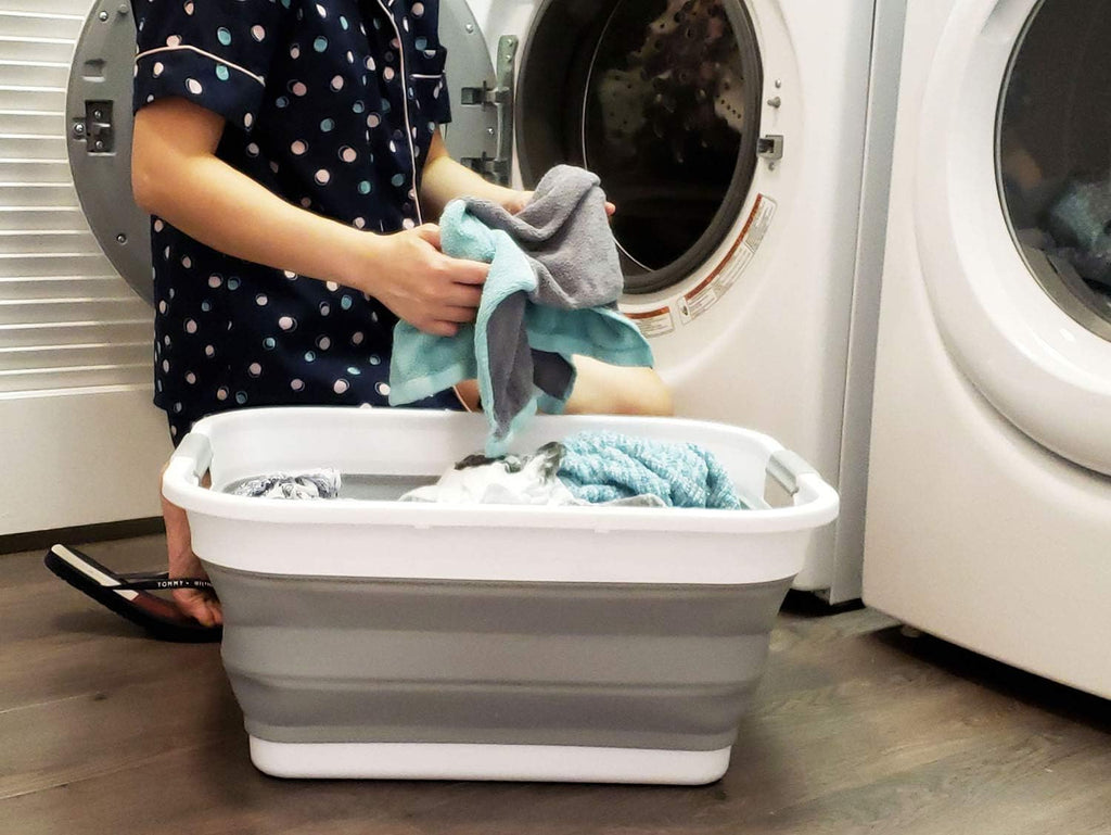Collapsible Plastic Laundry Basket Set of 2 P4189