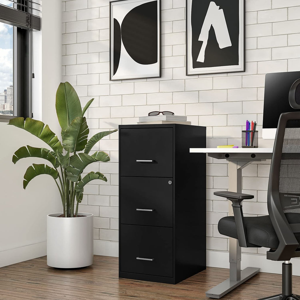 Black 3 Drawer Letter Legal Locking File Cabinet A984975