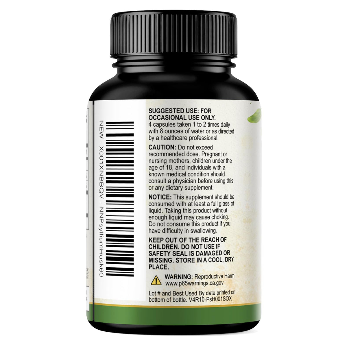 Psyllium Husk Powder 2000mg Fiber Supplement 60 Capsules H172517