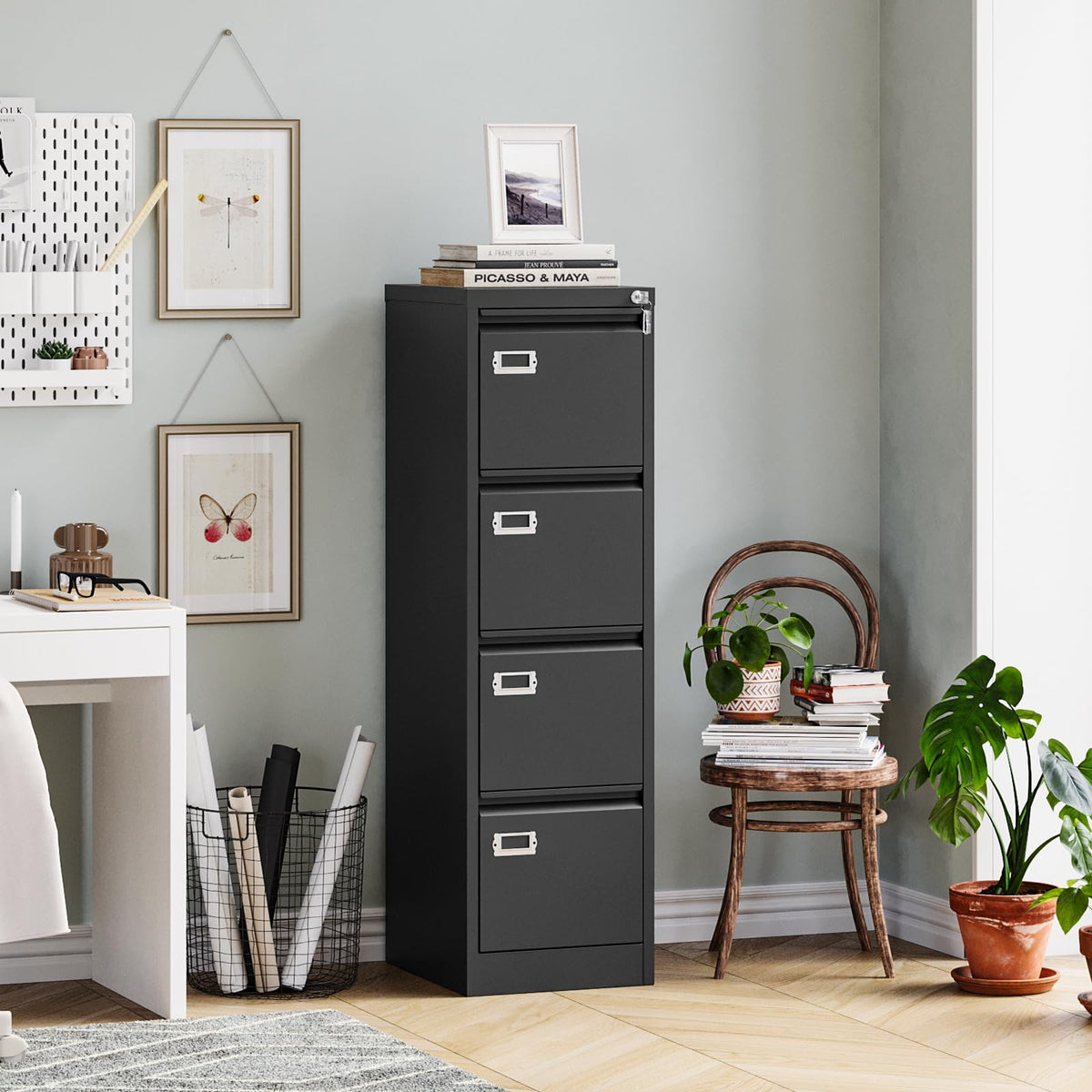 4 Drawer Metal File Cabinet with Lock W7178