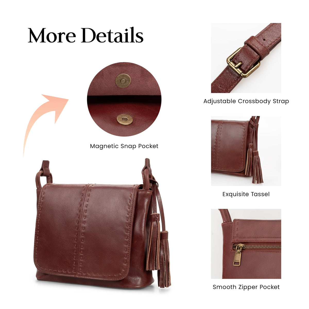 Vintage Leather Crossbody Bag with Multi-Pockets RFID I1719
