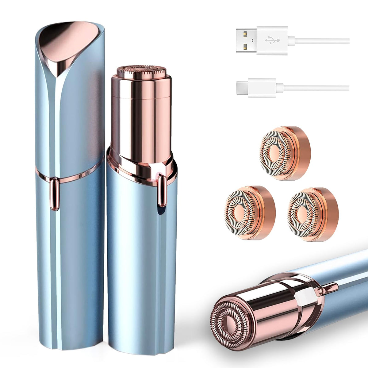 Facial Hair Removal USB Rechargeable 3 Replacement Heads G666