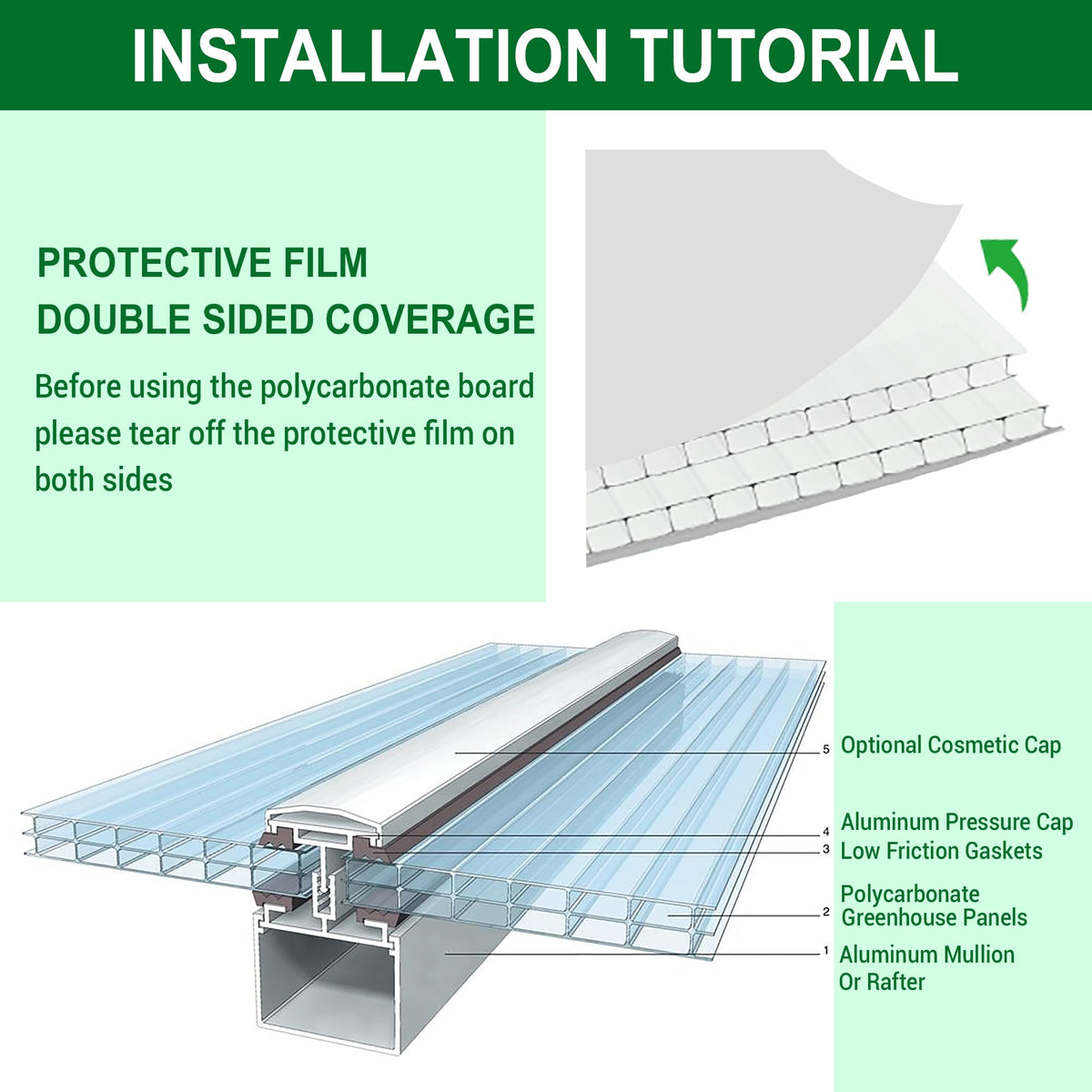 12 PCS Polycarbonate Greenhouse Panels 4' x 2' x 0.32'' X493