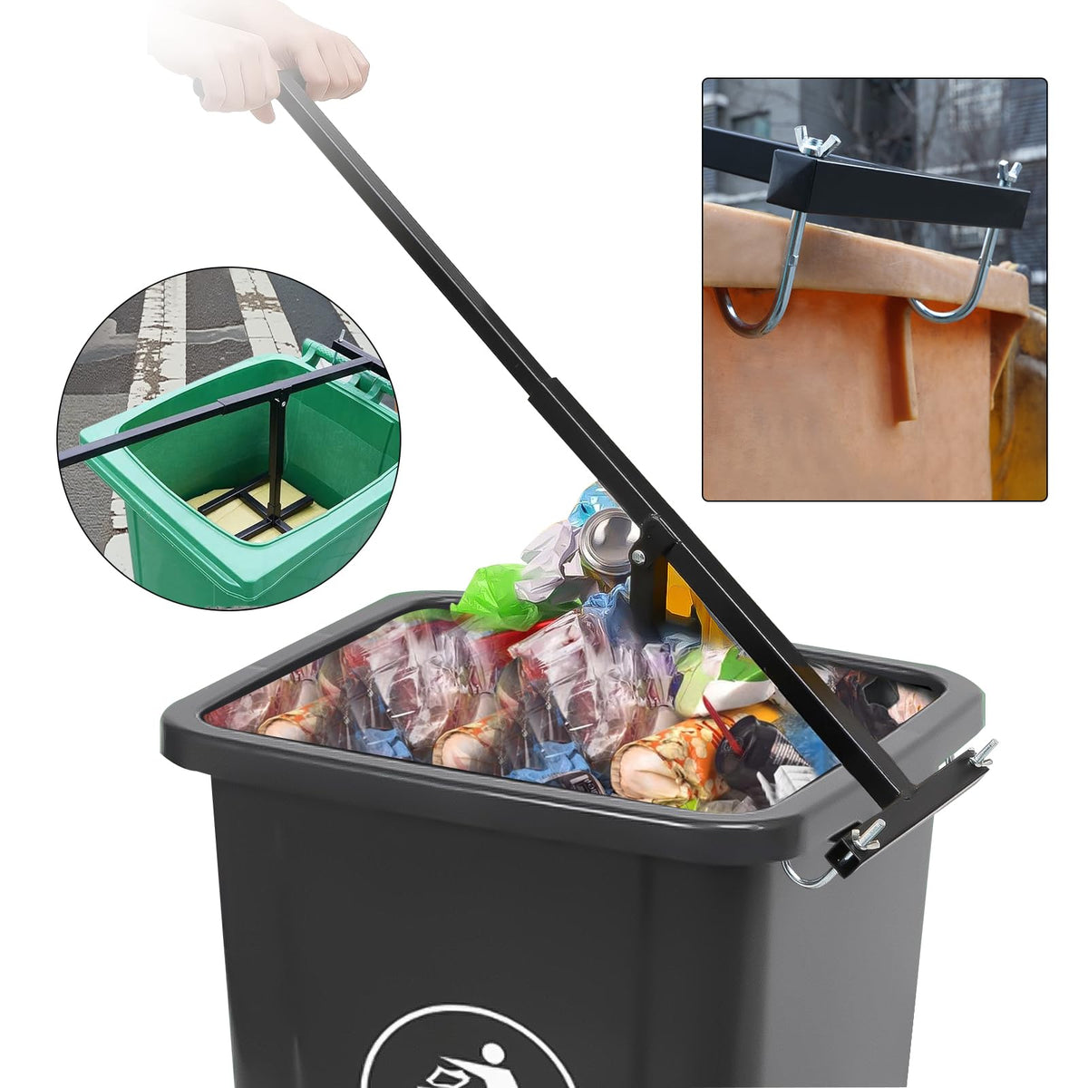 Manual Trash Compactor Hand Tool for Wheelie Bins Q208778