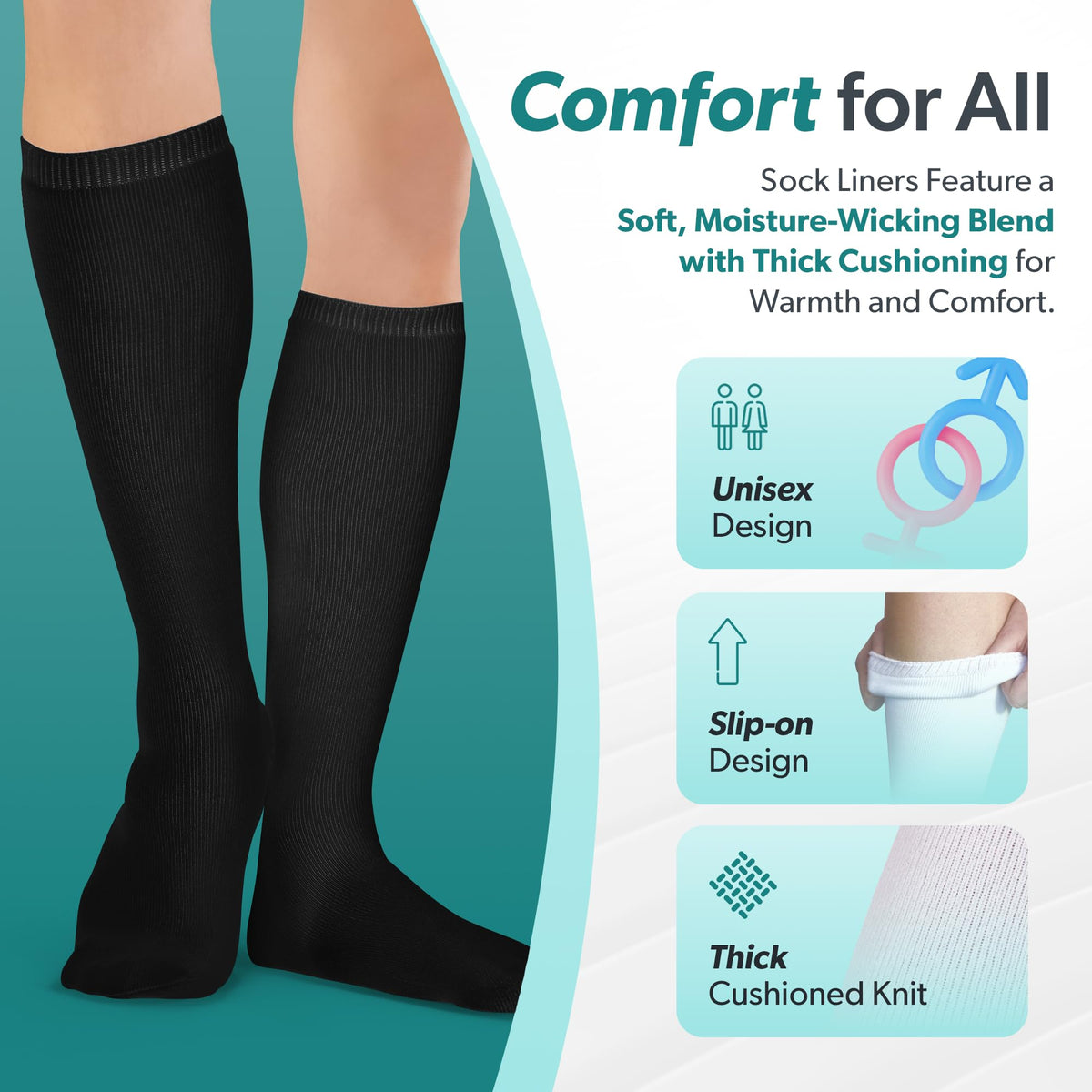 1 Pair White Tube Sock Liners X782
