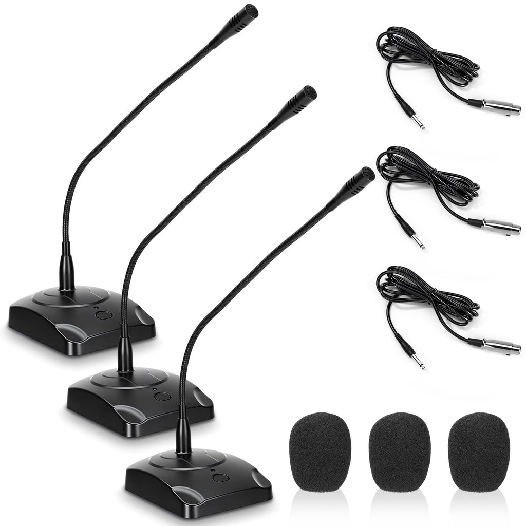 3 Pcs Gooseneck Wired Microphone with Base X784